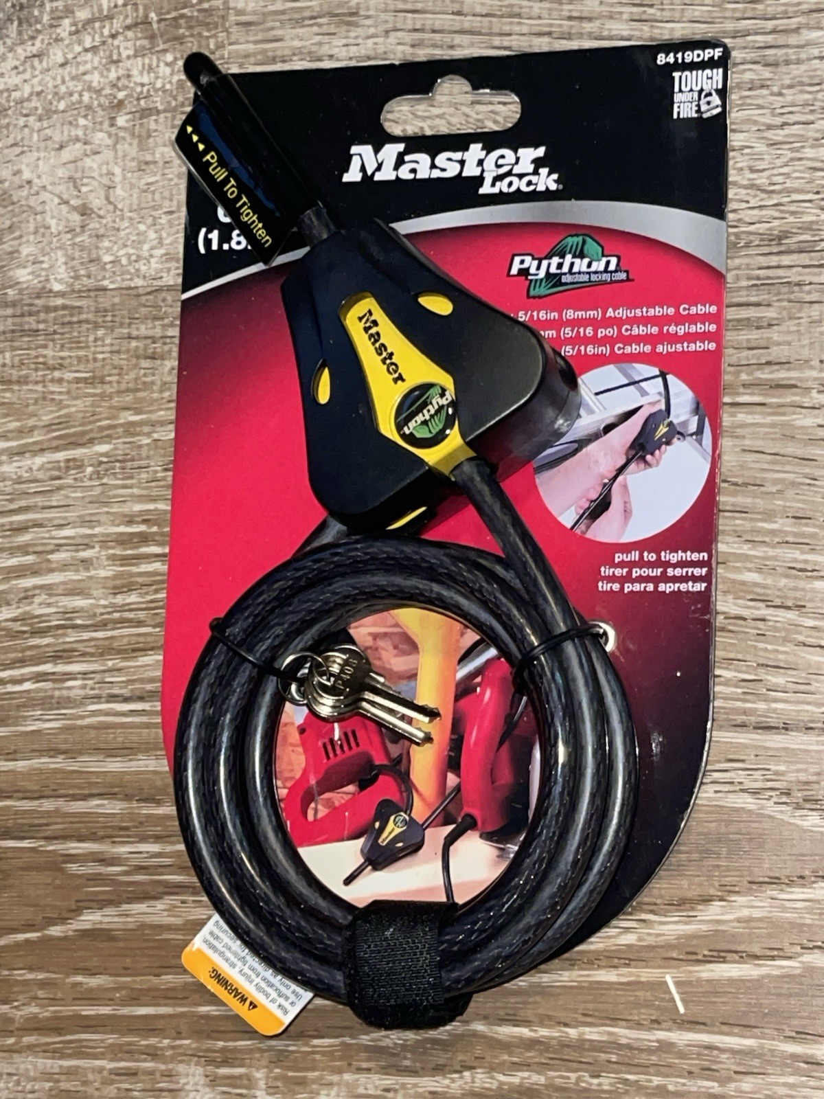 Master Lock 8419DPF Cable Lock Python Adjustable Keyed 6 feet Long Black Unused