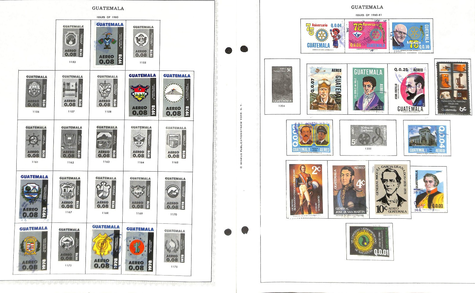 Guatemala Stamp Collection on 40 Minkus Pages, 1871-1991 (BJ)