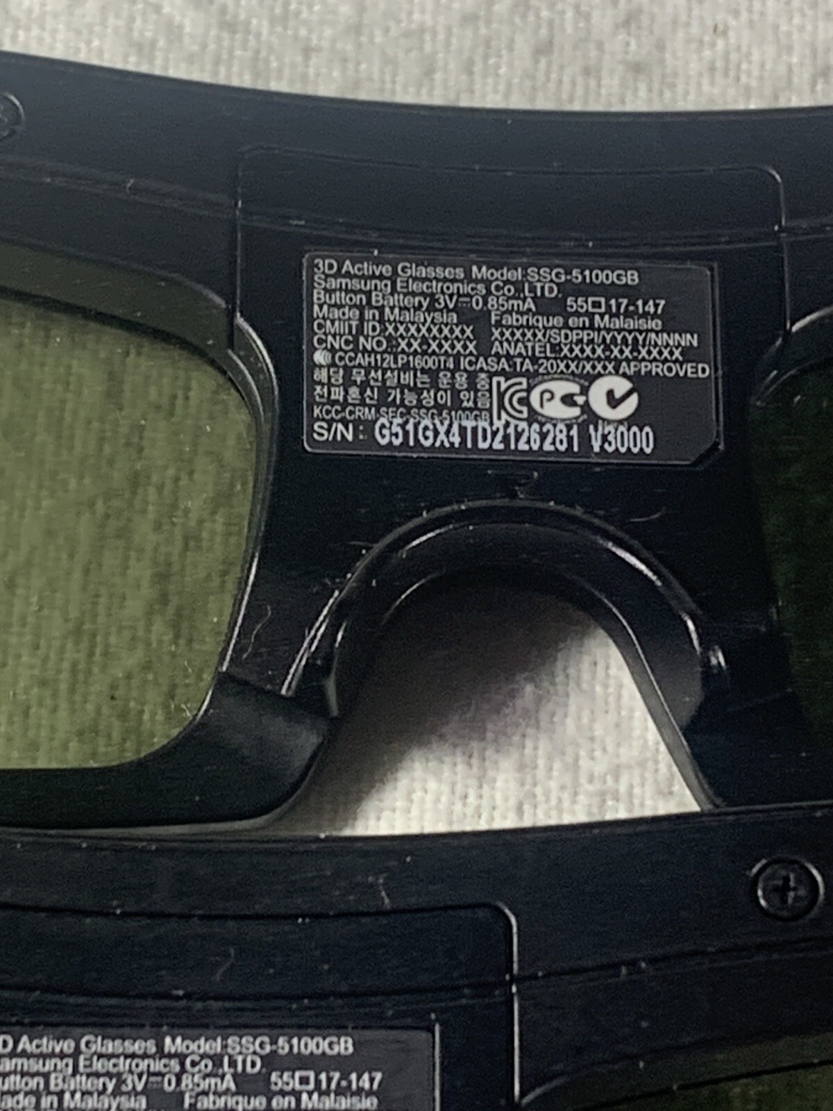 Samsung 3D Active Glasses Tested & Working (Lot of 4) SSG5100GB \\~~