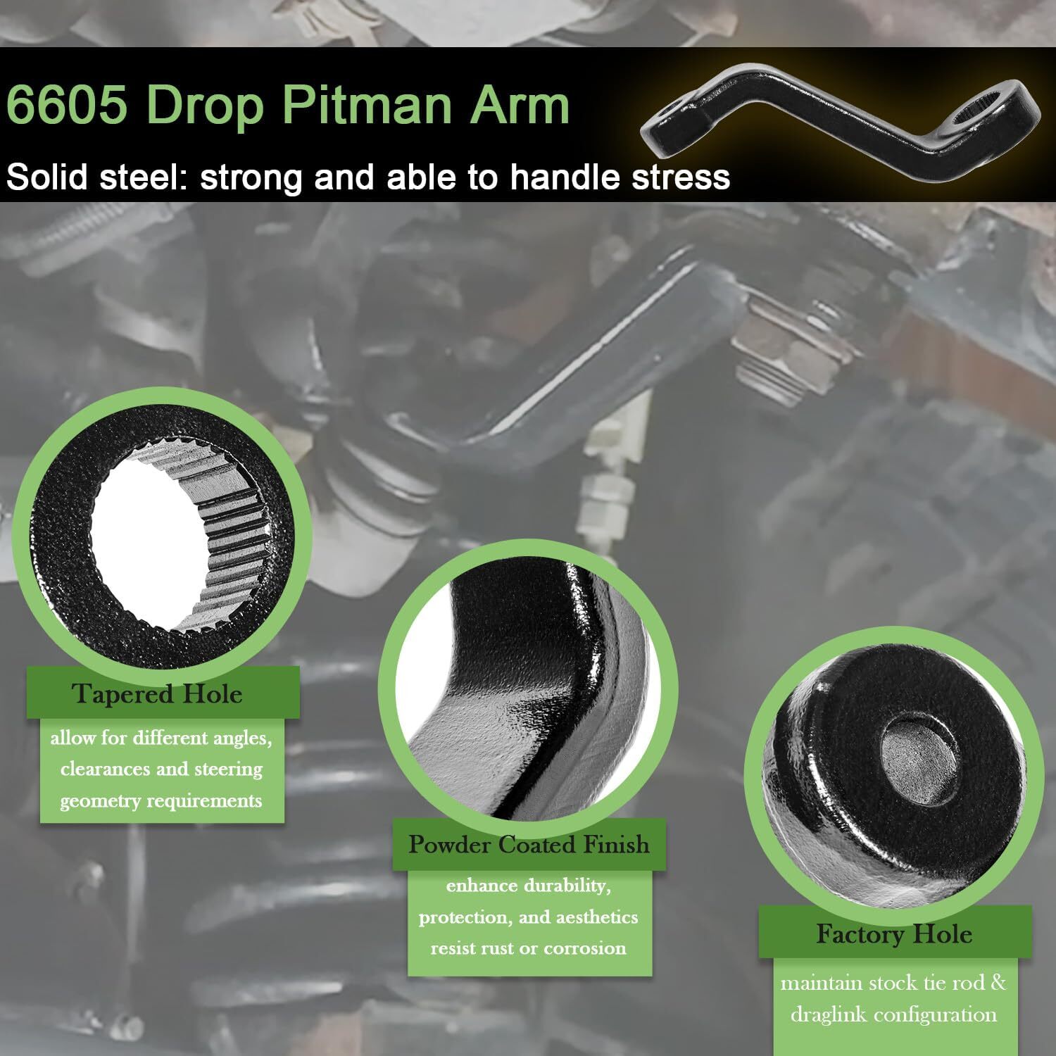 Drop Pitman Arm 2.5"-6" Lift Power Steering 6605 for Jeep Wrangler YJ TJ XJ MJ