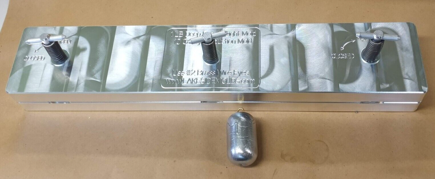 Cod Sinker / Deep Drop Weight Production Mold 1 LB ( 10 Cavity ) Aluminum CNC