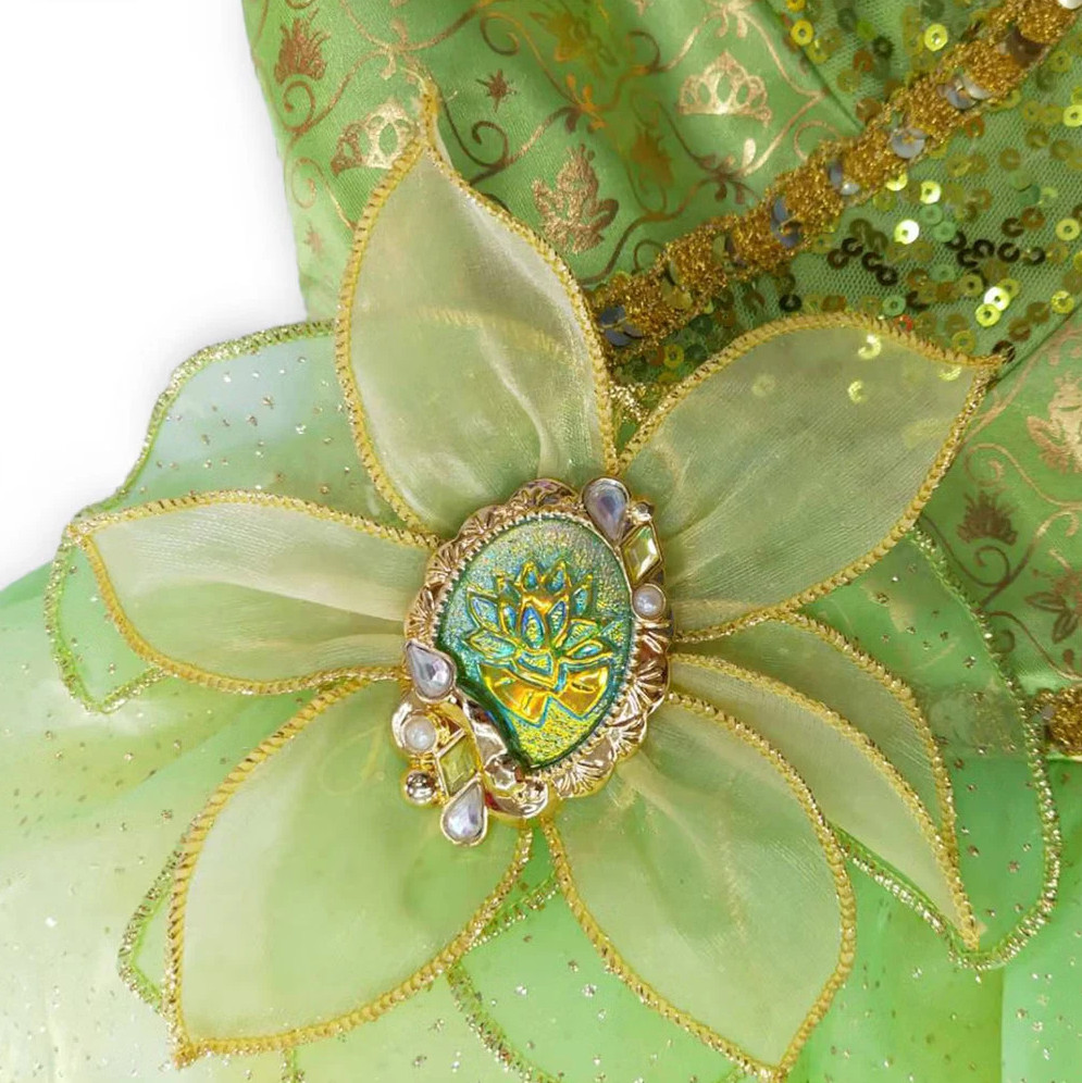Disney The Princess and Frog Costume Dresses Tiana Green Mesh Lotus Brooch 3 NEW
