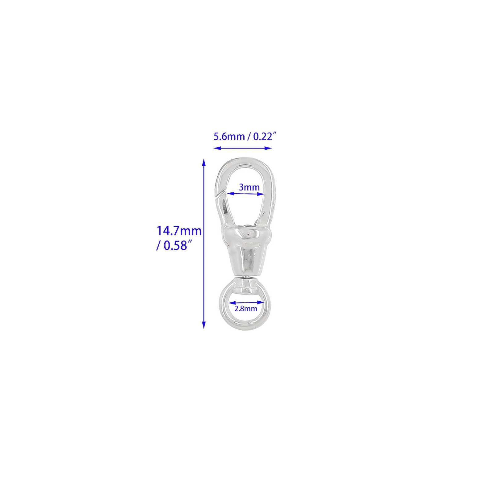 Sterling Silver Small Auto Close Triggerless Swivel Lobster Clasp #97003