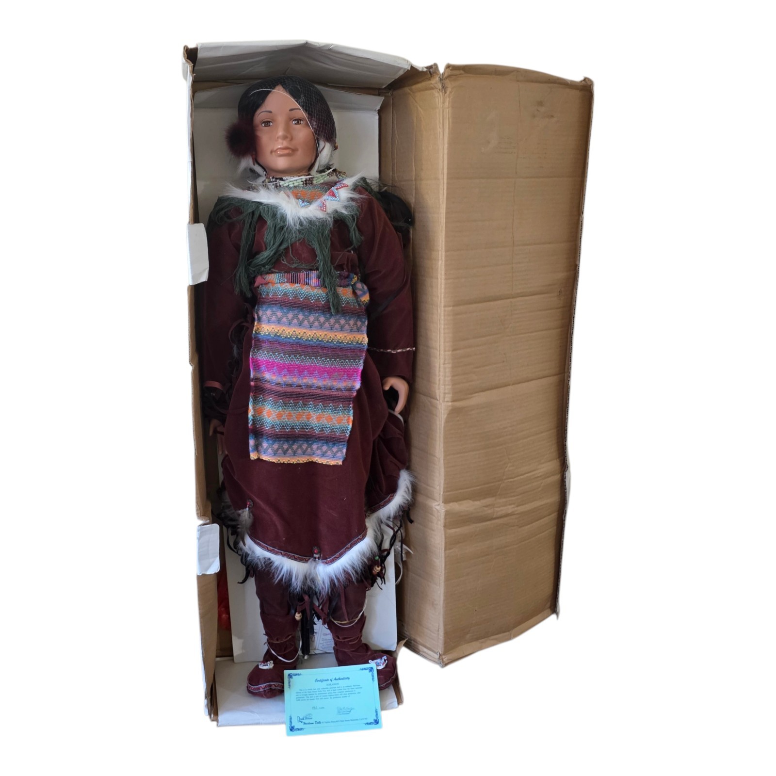 Vintage Duck House Heirloom Native American Doll “Sokanon” 48” Life Size w/ Box