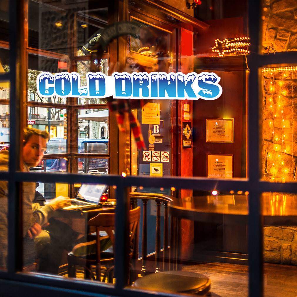 Food Truck Decals Cold Drinks Style B Restaurant & Food Concession Sign White