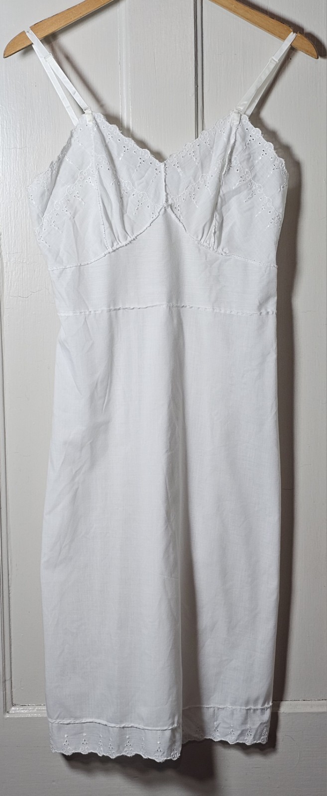 Slip Dress Eyelets Embroidered Lace Trim Size XS Fairy Coquette Feminine Dainty