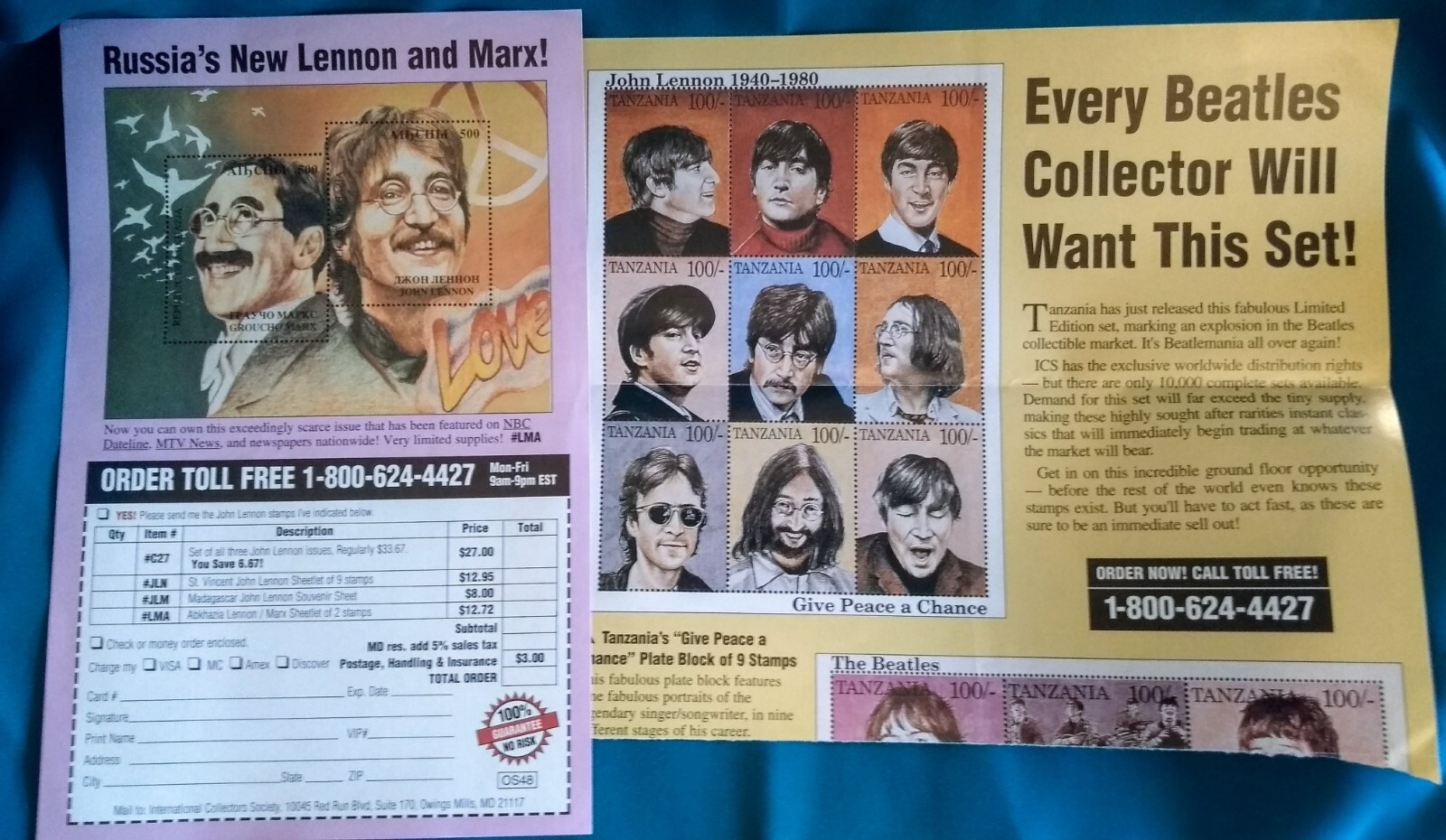 Beatles Stamps Rare NM CoA International Collector's Society - Tanzania Stamps