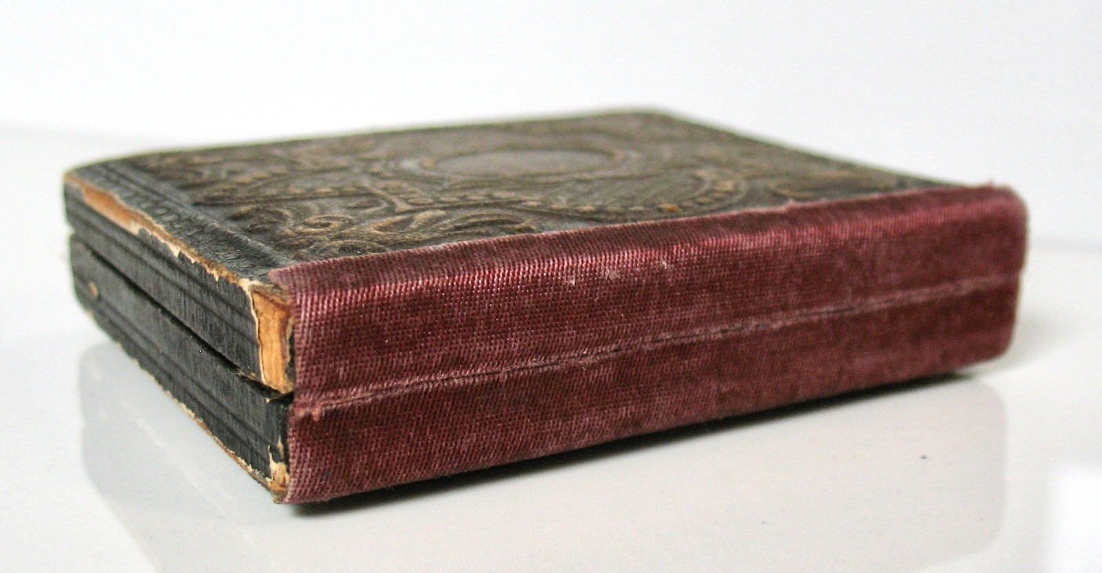 Antique Civil War Double Photograph Photo in Hinged Book Frame Man and Lady