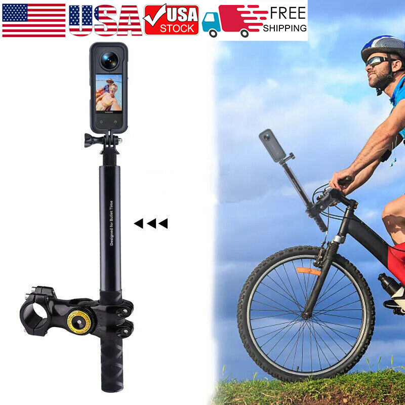 Motorcycle Mount Invisible Selfie Stick Handlebar Clamp for Insta360 Camera
