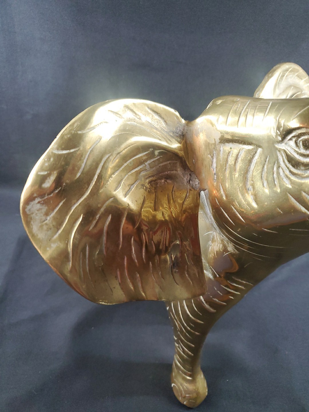 MCM Mid Century Brass Huge Elephant Statue Figurine 21' Over 9 Pounds XL Size *
