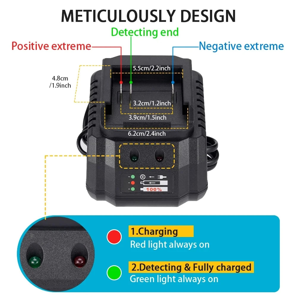 21V Battery Charger Universal Charger Portable Electric Tool Charging Station US