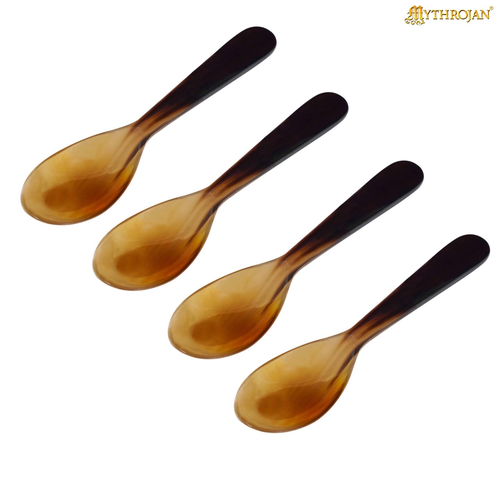 Medieval Genuine Horn Spoon Viking Events Cosplay 4.2 Inch Handcrafted Set of 4
