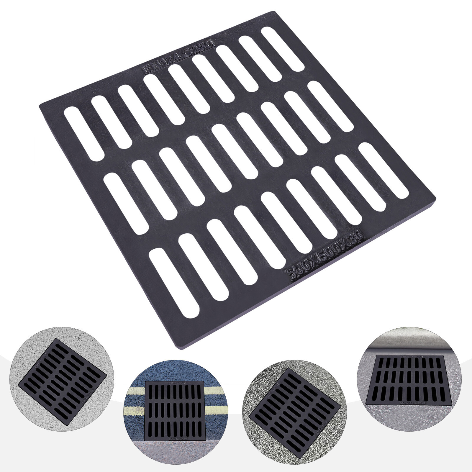 Cast Iron Sewer Grate Strainers Drain Catch Basin Cover Trench Drainage Outdoor