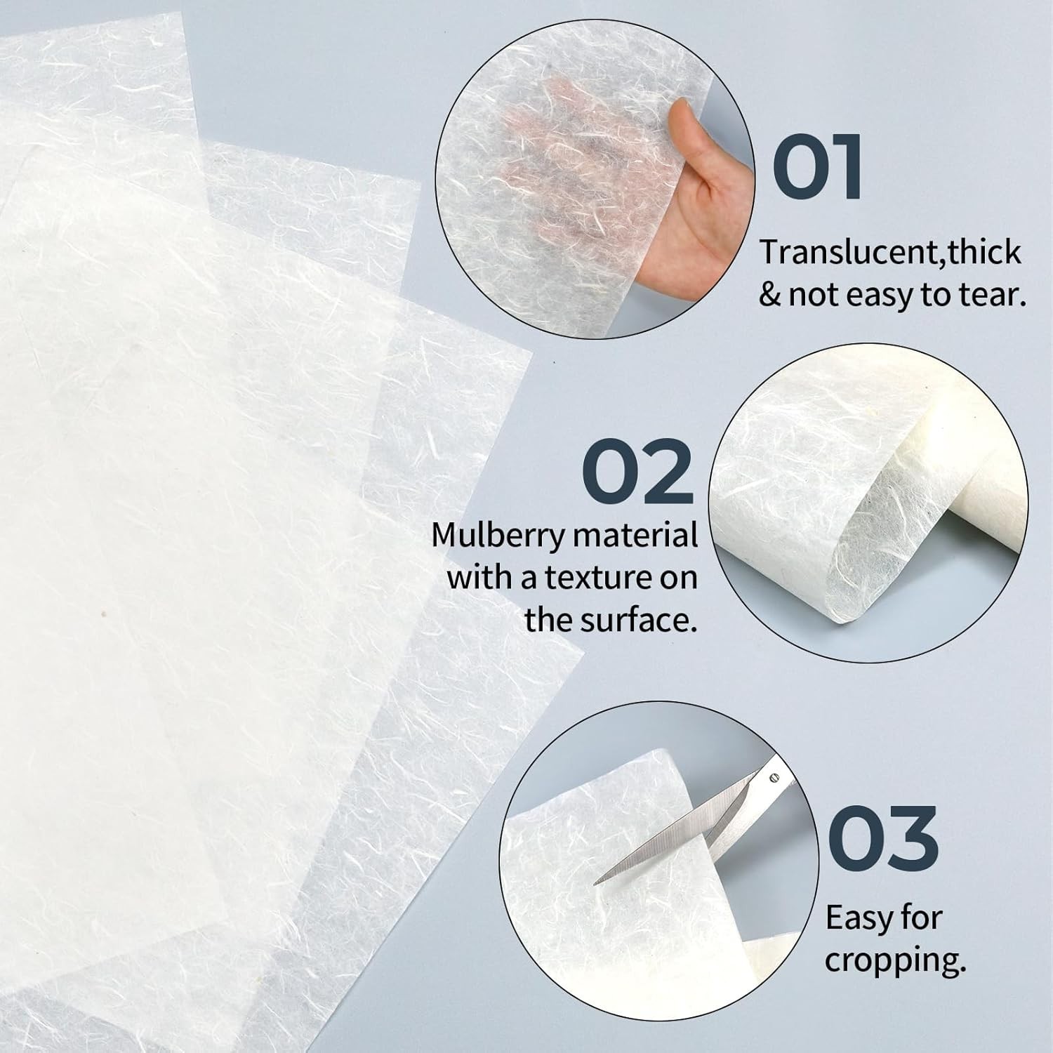 100 Sheets A4 Mulberry Paper Sheets Natural Fiber Rice Papers,8.3x11.7in Natu...