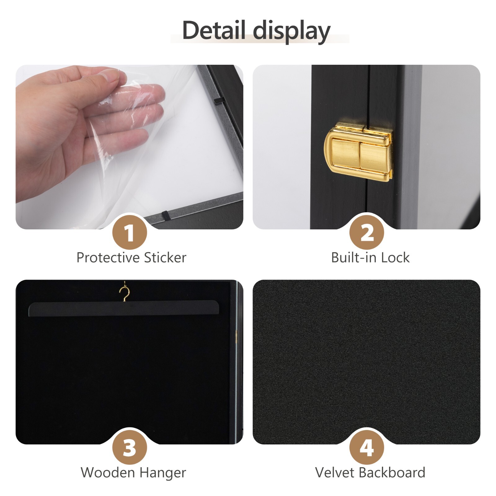 Jersey Display Case Frame Shadow Rack Box Exquisite Lockable with Hanger Wood