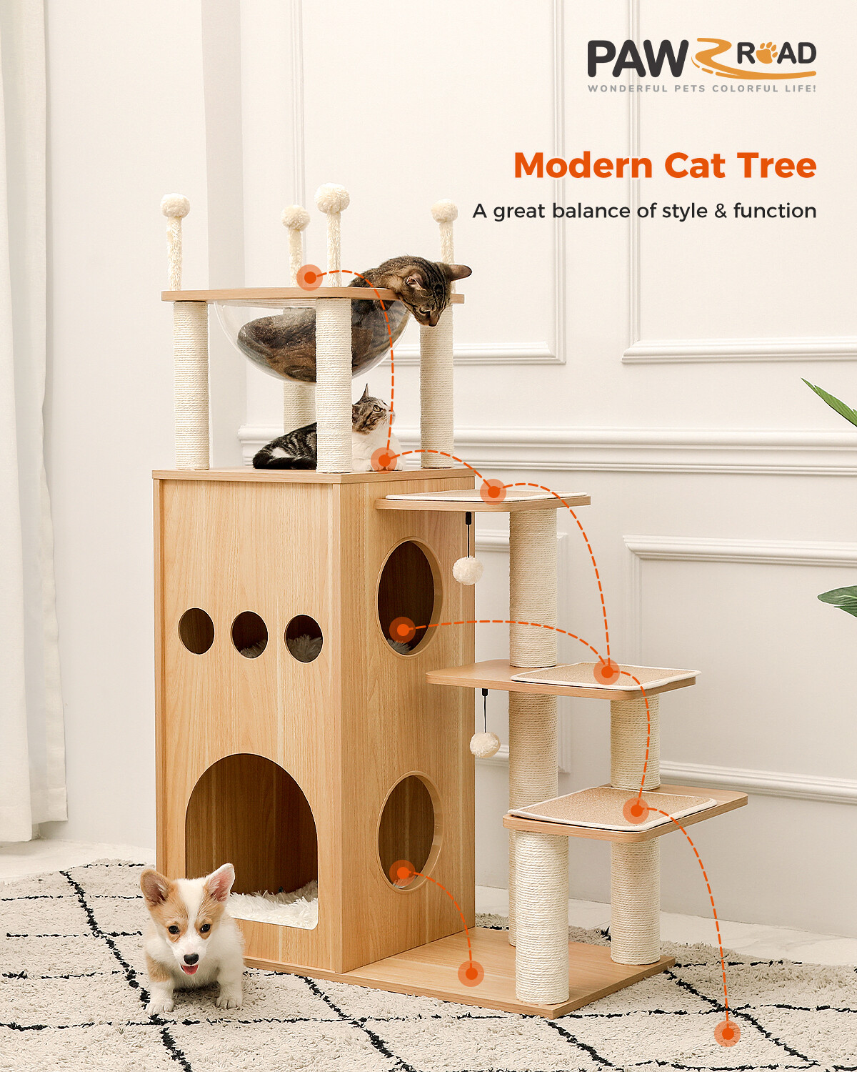 PAWZ Road Cat Tree Tower Scratching Post Scratcher Condo House Bed for Large Cat