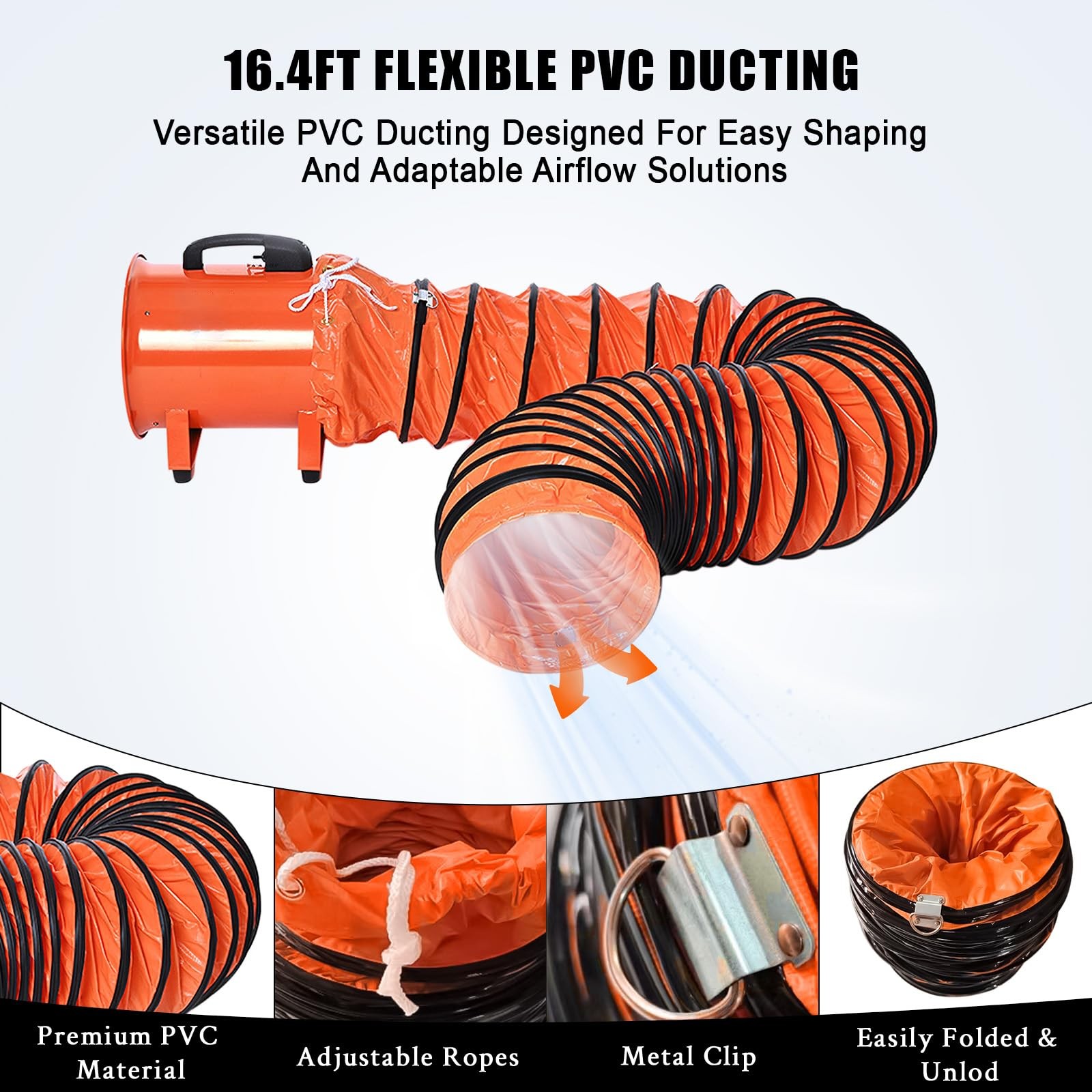 12 Inches 3500 CFM Utility Blower Exhaust Fan with 16.4 FT Duct