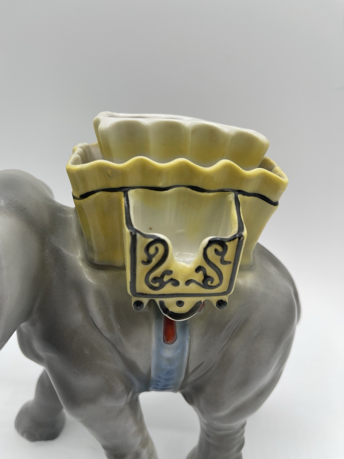 VTG MCM Elephant Handpainted Porcelain Cigarette Holder Figurine Bavaria Germany