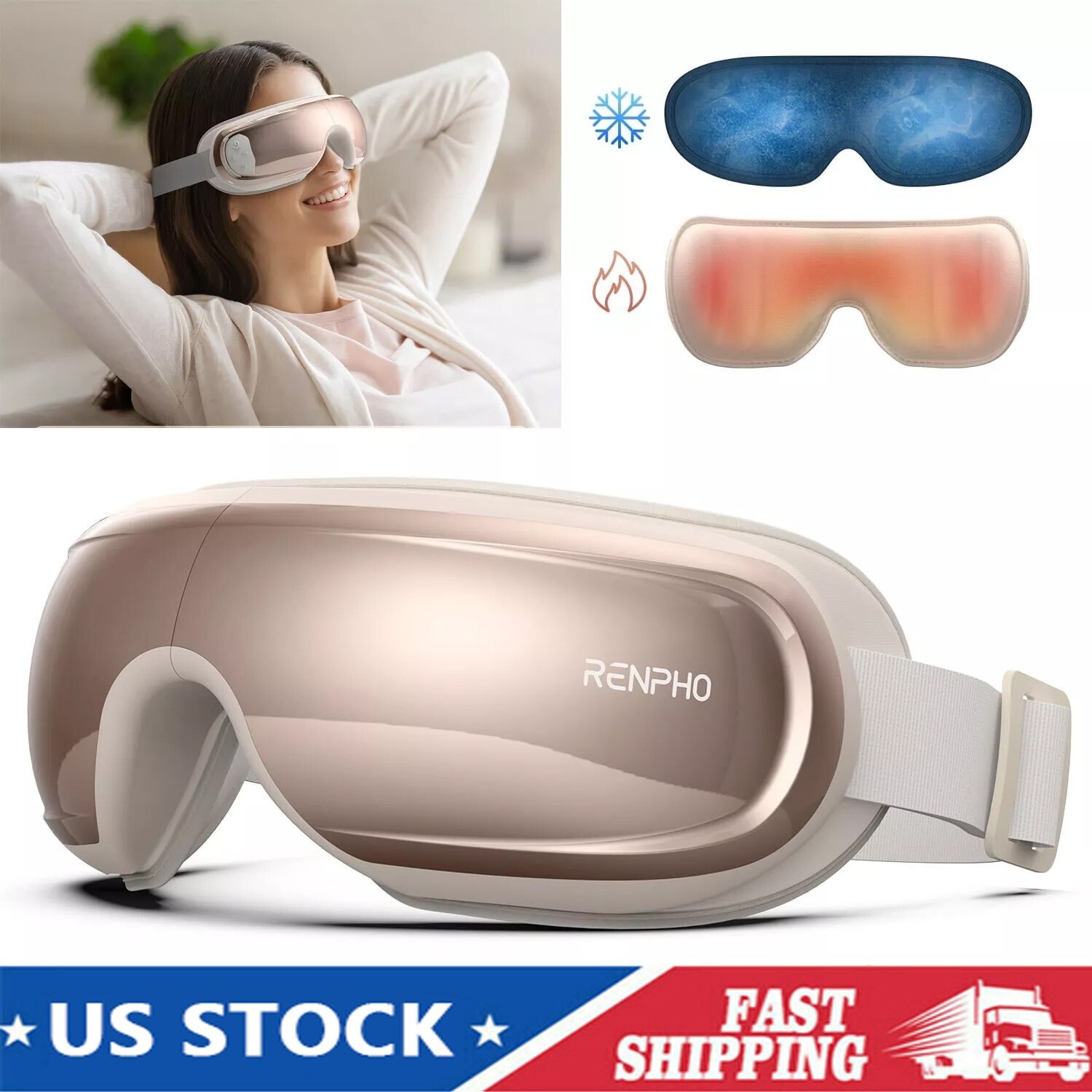 RENPHO Eye Massager with Heat & Cooling, Eyeris 3 Voice Control Gift Friend Mom