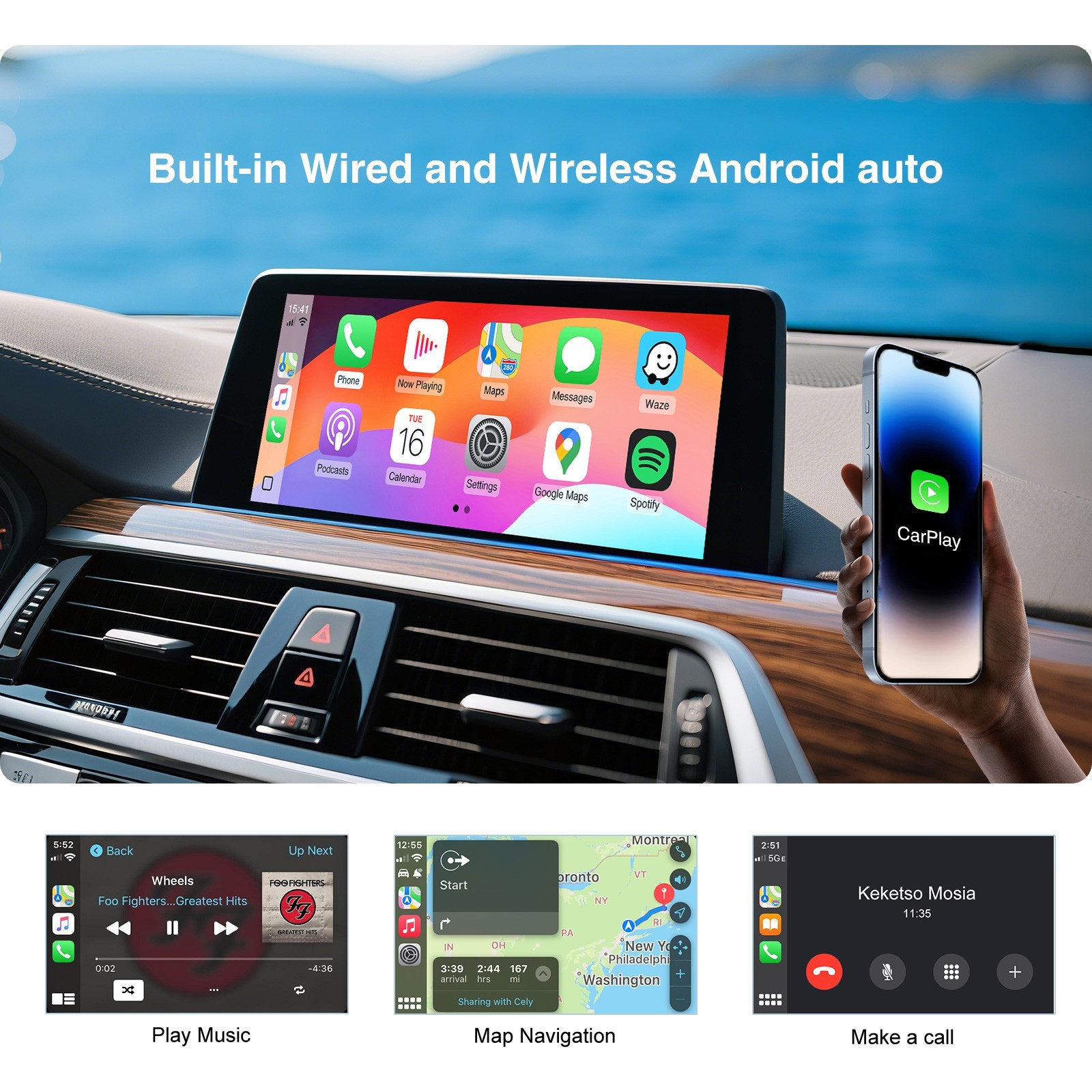 Wireless Carplay Android Auto Box For BMW NBT 2012-2017 Year Support GPS Camera