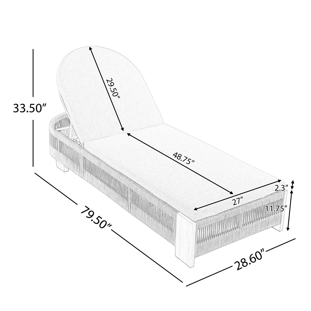 Outdoor Adjustable Chaise Lounge Set w/ Beige Cushion & Side Table, Patio