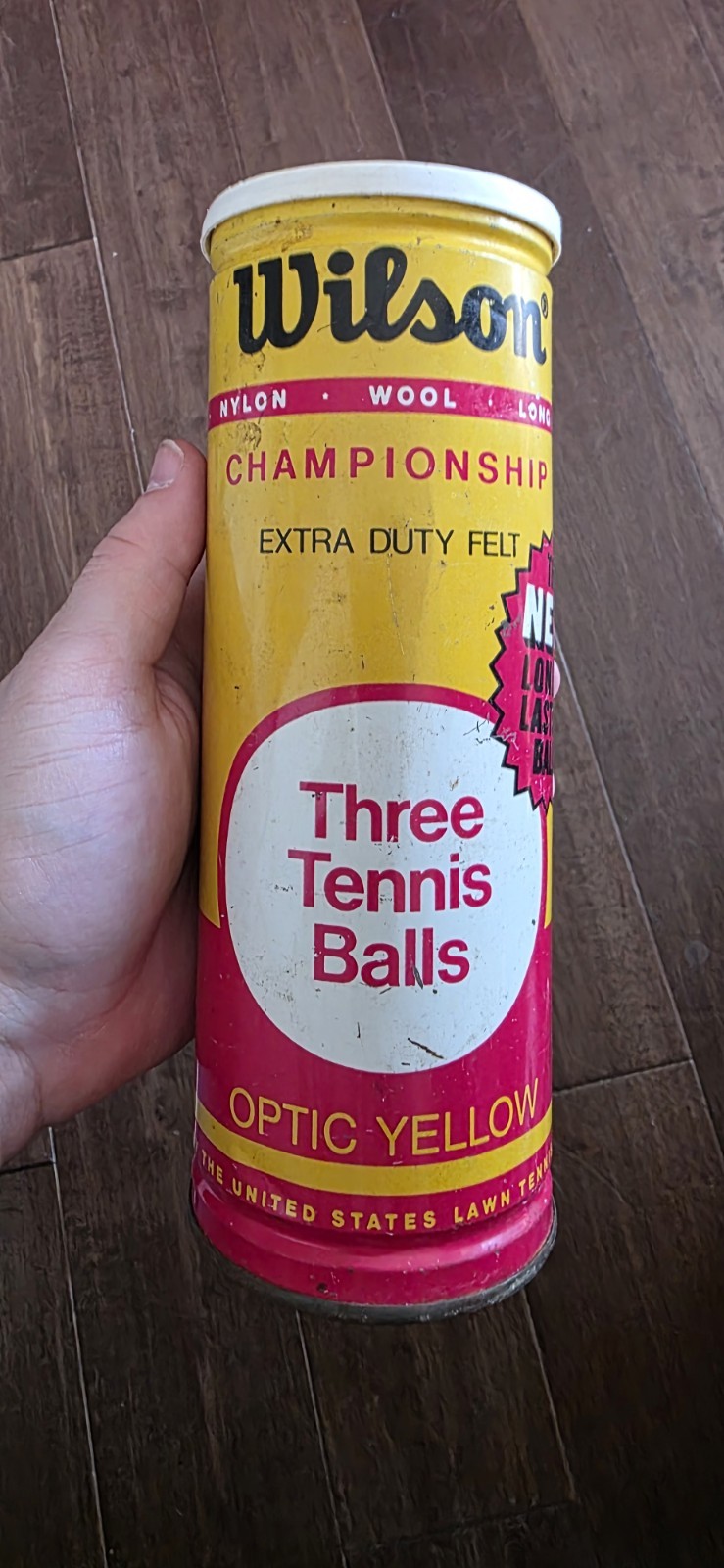 Vintage Wilson Championship Tennis Balls Can Extra Duty Felt USA (B)