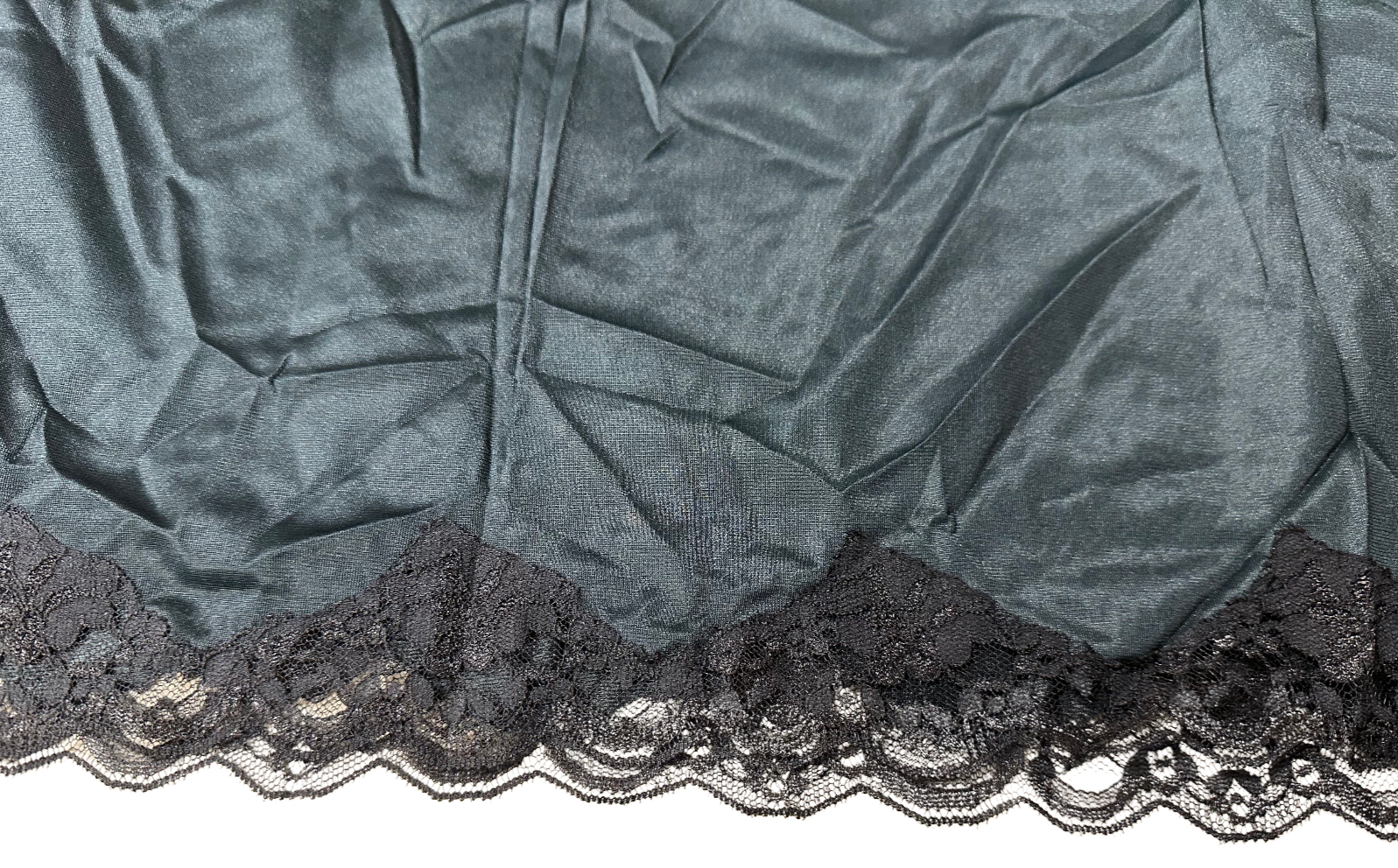 Ventura Plus Size Nylon Half Slip 25" Long 3X BLACK GREEN (Side Slit) #4743 NWT