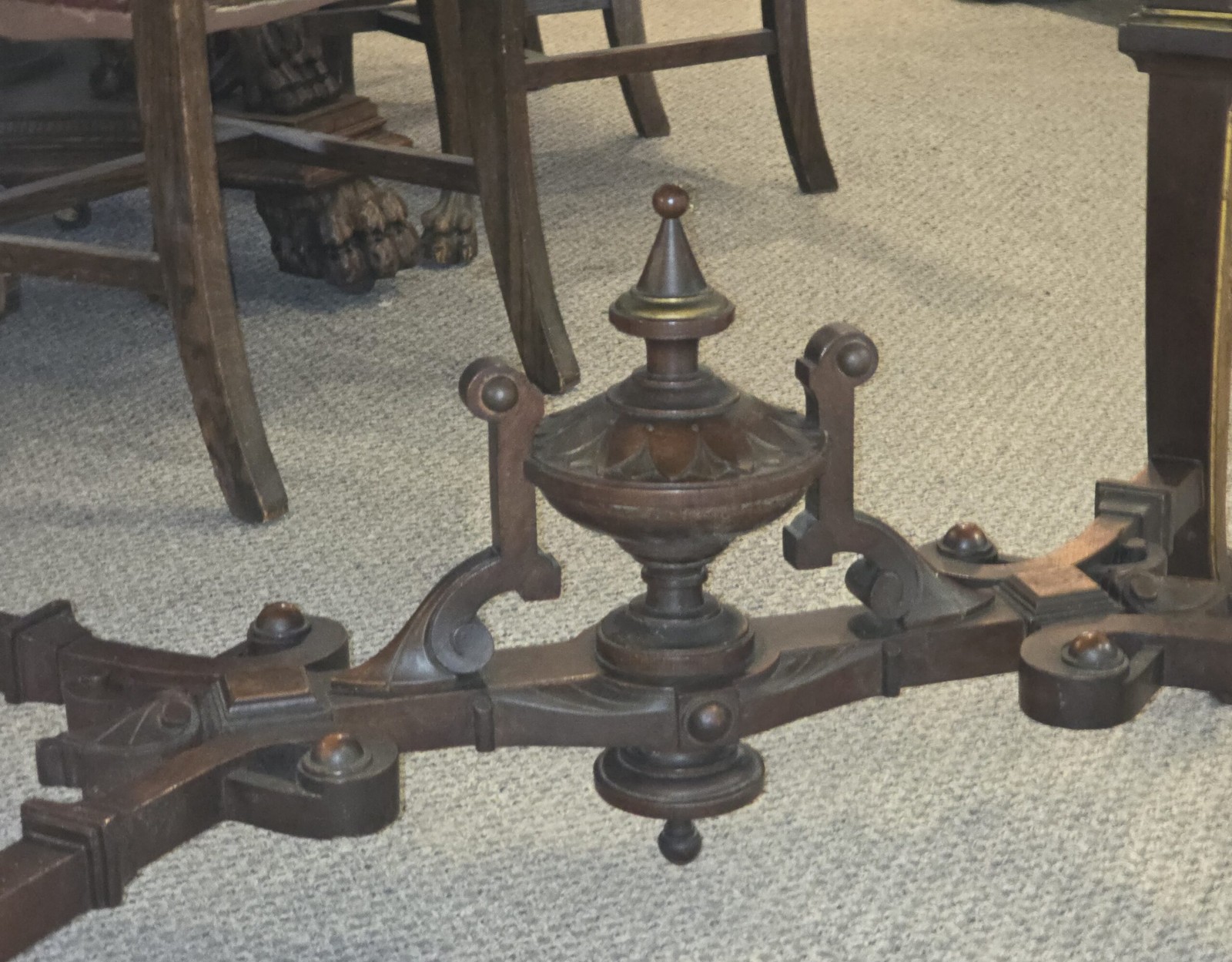 Antique Victorian Renaissance Revival Parlor table with framed Brown Marble top