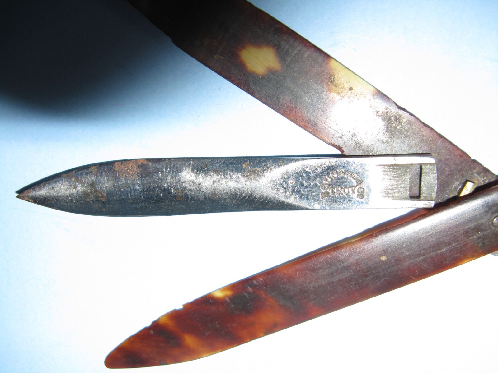 Faux Tortoiseshell Seton Needle and holder.