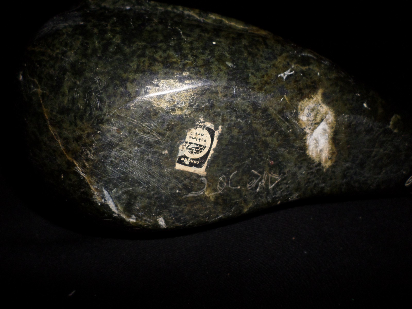 Fine Antique Native American Alaskan Cape Dorset Carved Serpentine Whale 10lb