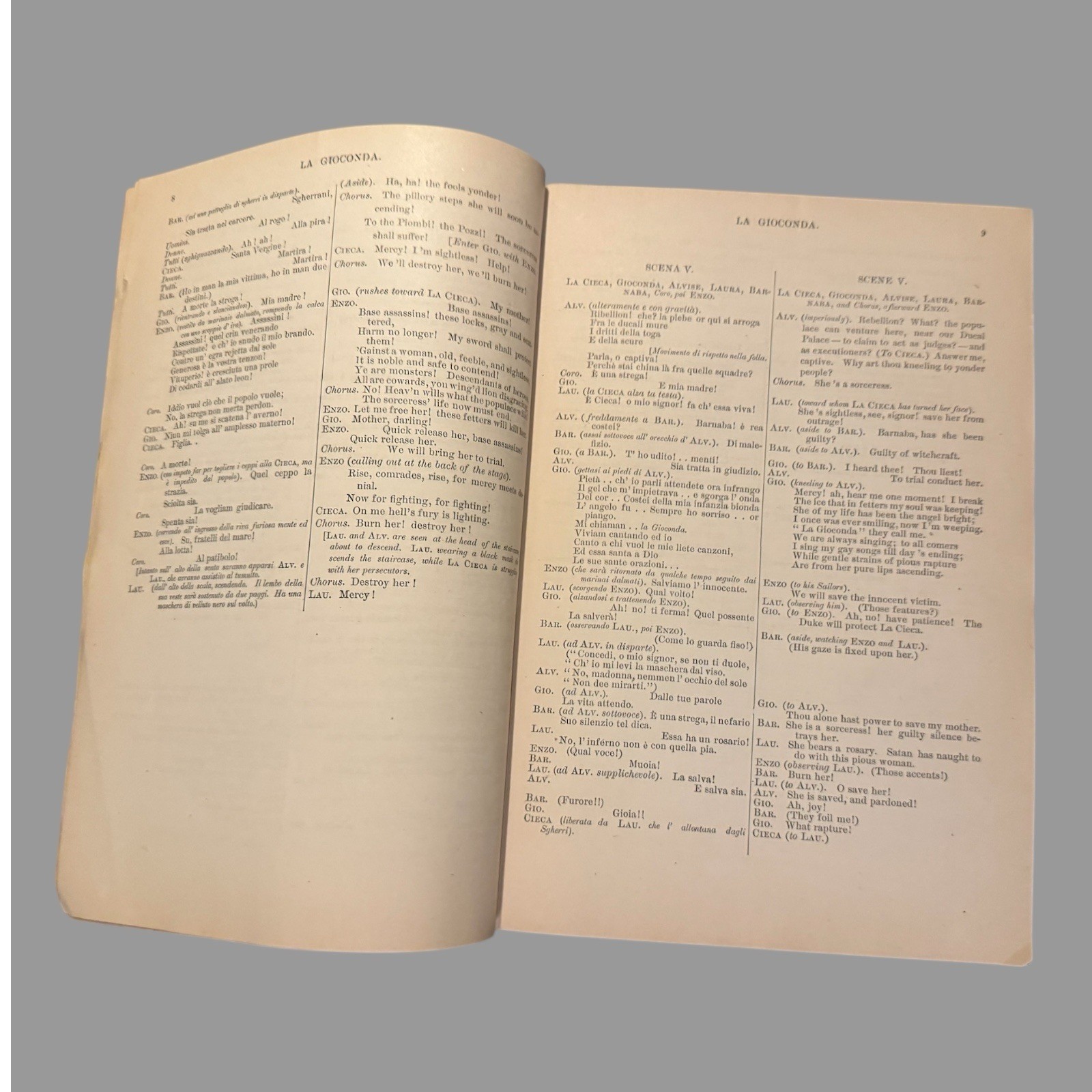 1884 Boston Opera Advertising Playbill Program La Gioconda by Gorrio, Ponchielli