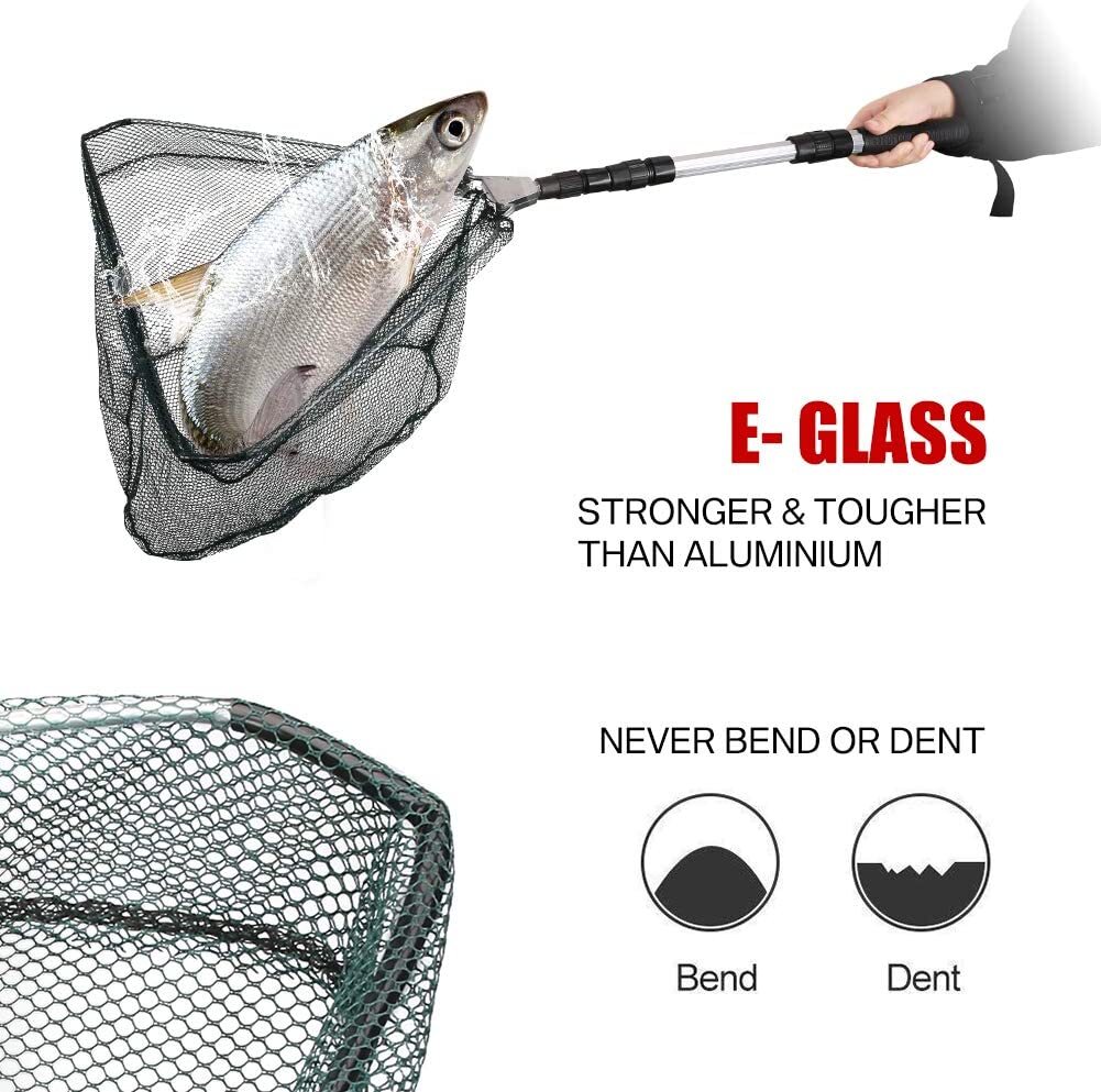 Telescopic Folding Aluminum Handle Fishing Landing Net 3 Section Extending Pole