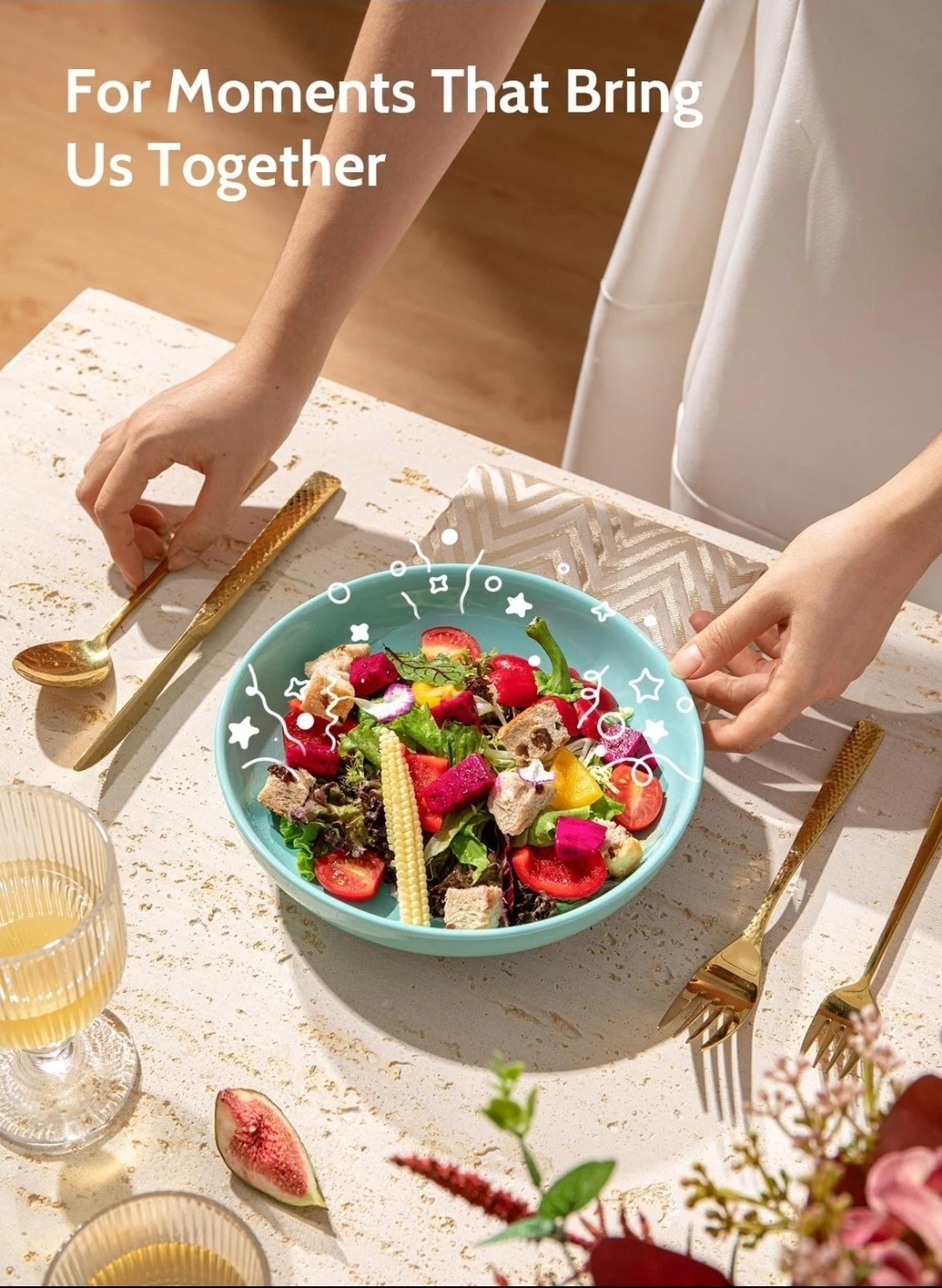 PASTA BOWLS Porcelain Salad Serving Bowl Multi Set of 6 22oz 7.6 Inch SWEESE