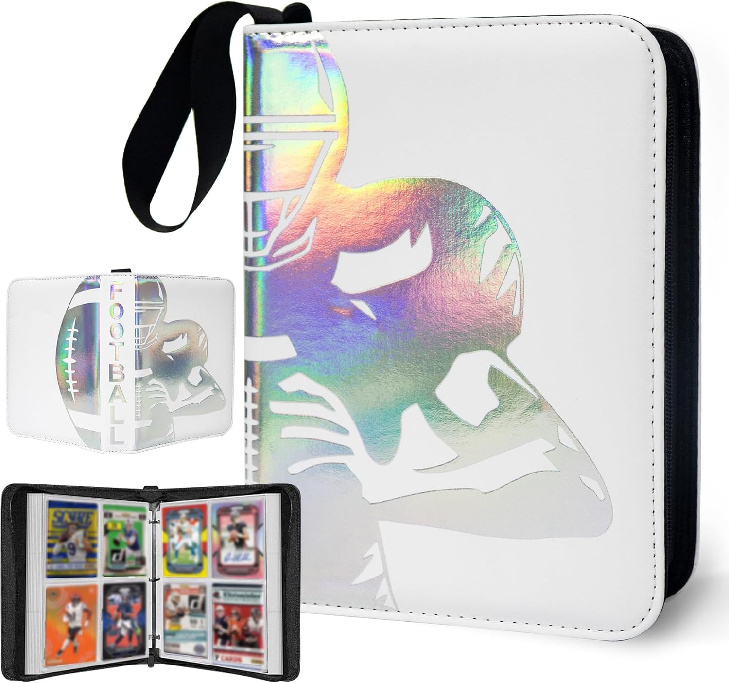 400 Pocket Football Card Binder Removable Sleeves Zipper Album Silver 2025-2026