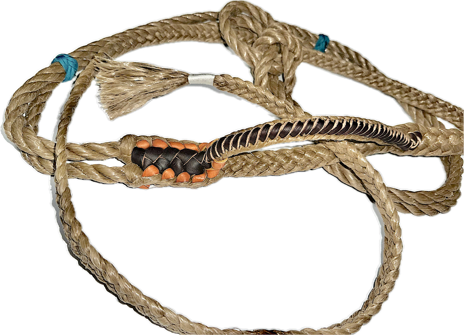 Steer rope right hand lace full leather  length with Knot 10'6"  bullriding rode