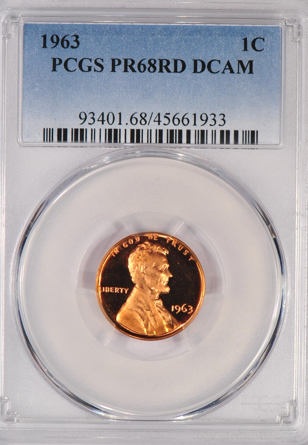 1963 Lincoln Cent Proof PCGS PR 68 DCAM PF 68 ULTRA CAMEO RD Frosty Coin 1C