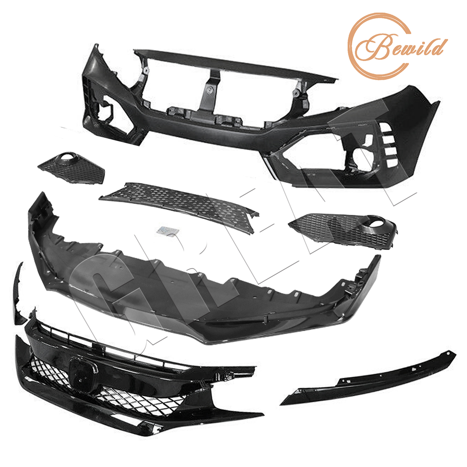 Retrofit Front Bumper Body Parts Kit For 2016-2018 Honda Civic 4-Door Sedan