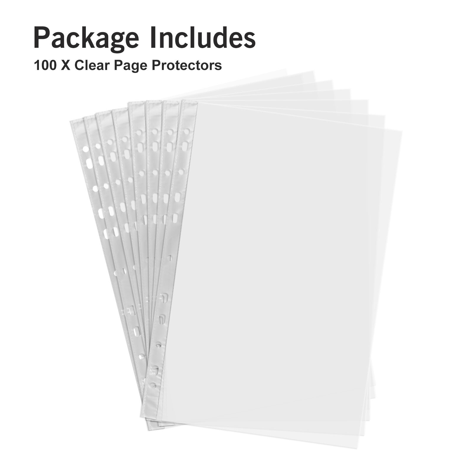 100 Sleeves Clear Plastic Sheet Page Protectors Document Office Ring Non Glare