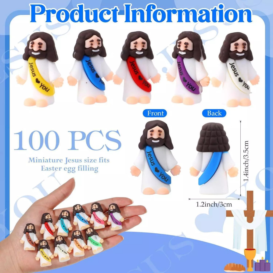 100 Pcs Mini Jesus Figures Jesus Loves You Original Design Jesus Toys Little Jes
