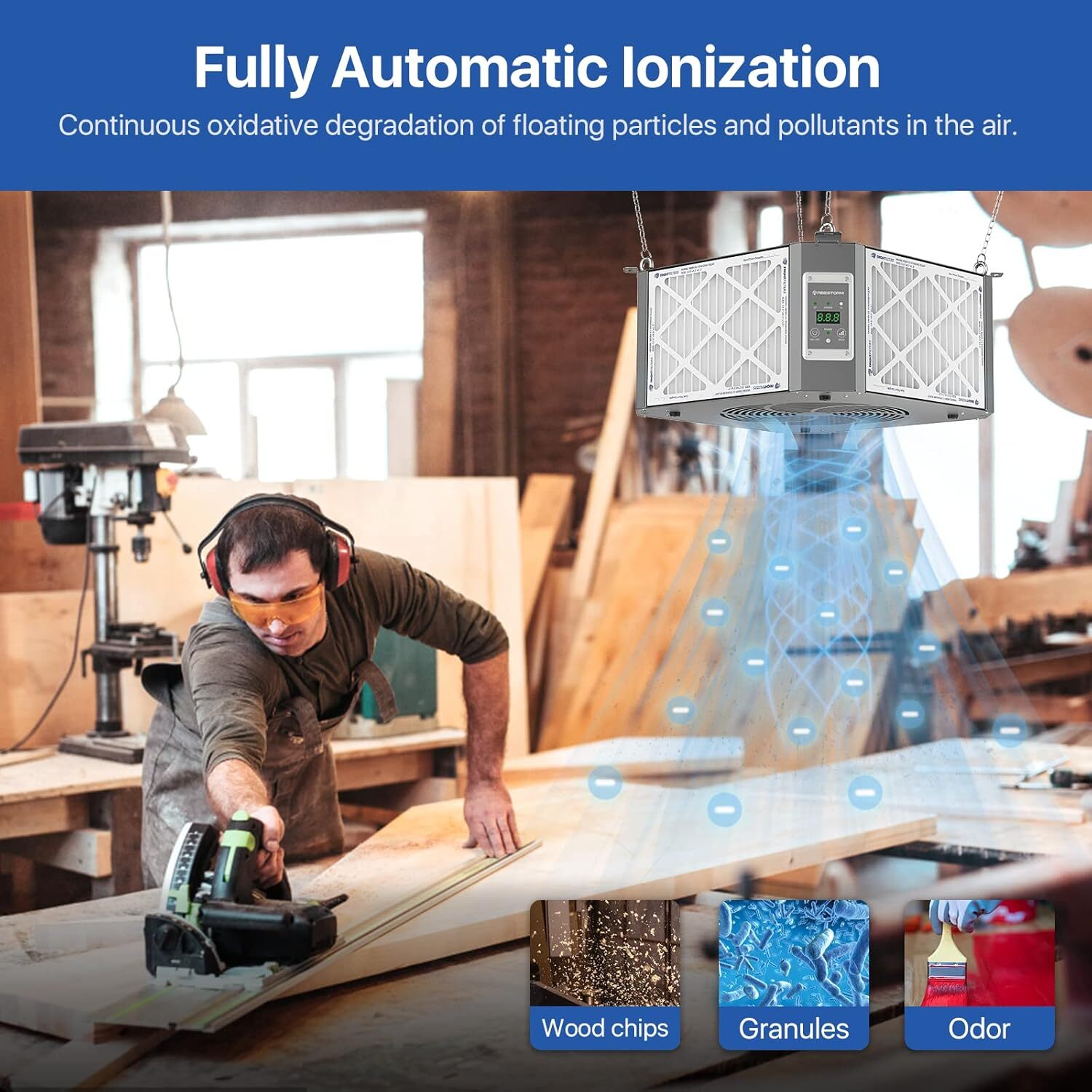 Abestorm Intake Air Filtration System Woodworker Built in Ionizer Dust Collector