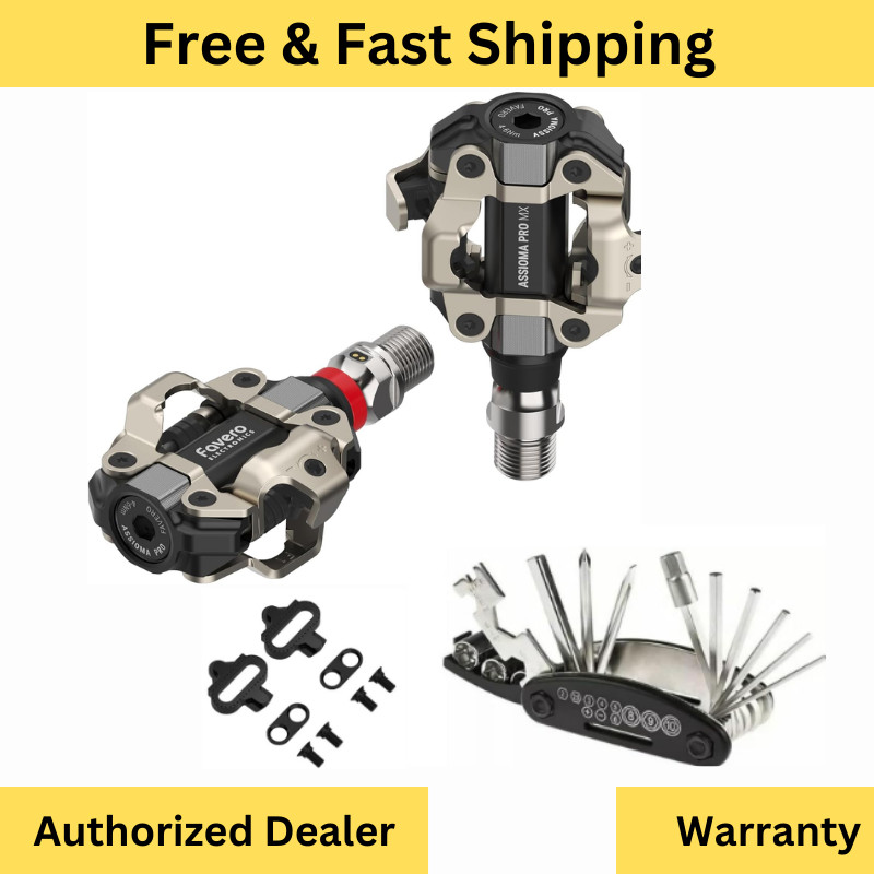 Favero Assioma PRO MX-1 MTB Power Meter Pedals with Extra SPD Cleats, Multi Tool