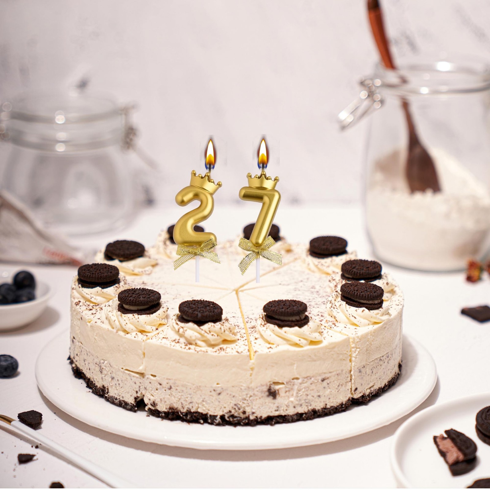 27th 72nd Birthday Candles, Gold 72 27 Year Old Number Birthday Candles, Happ...