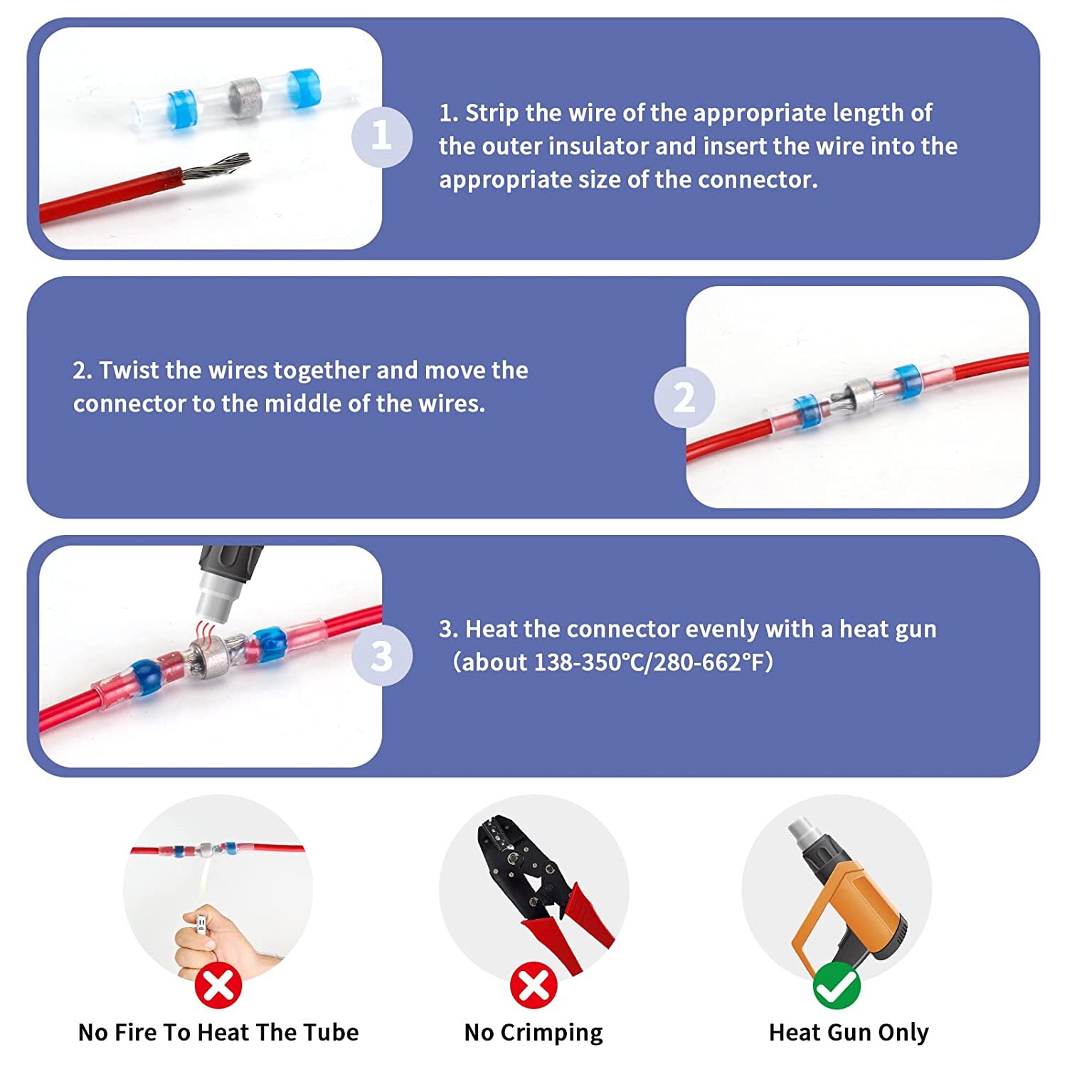 150PCS Solder Sleeve Seal Heat Shrink Butt Wire Connectors Terminals Waterproof