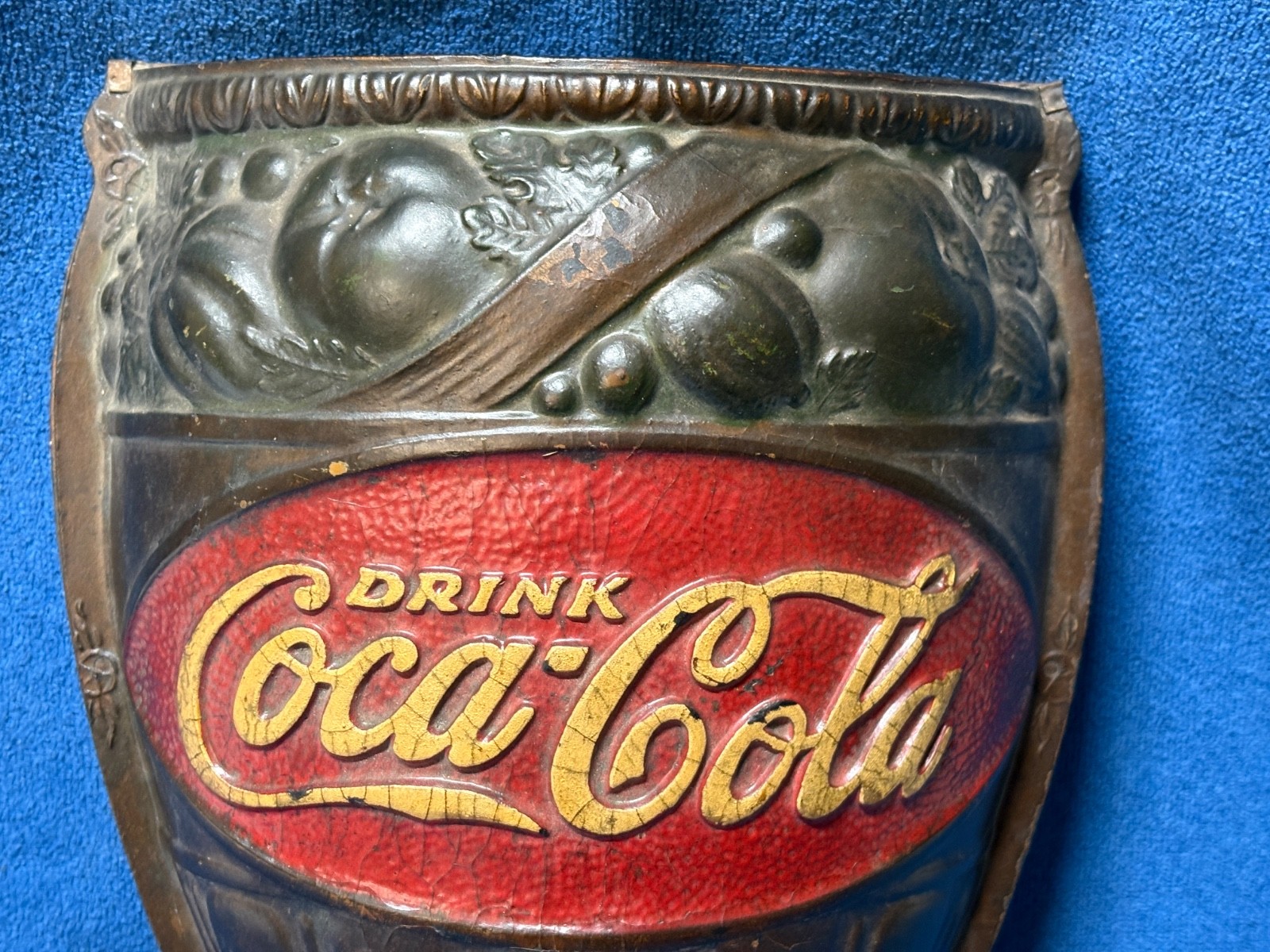 Coca Cola Original Wall Pocket Sconce Scarce Coke c.1925 Advertising Wall Sign