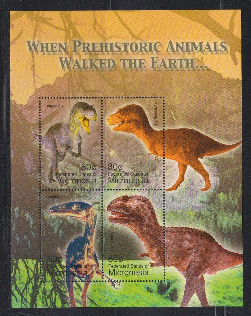 DINO69 - DINOSAUR PREHISTORIC STAMPS MICRONESIA 2004 SS MNH