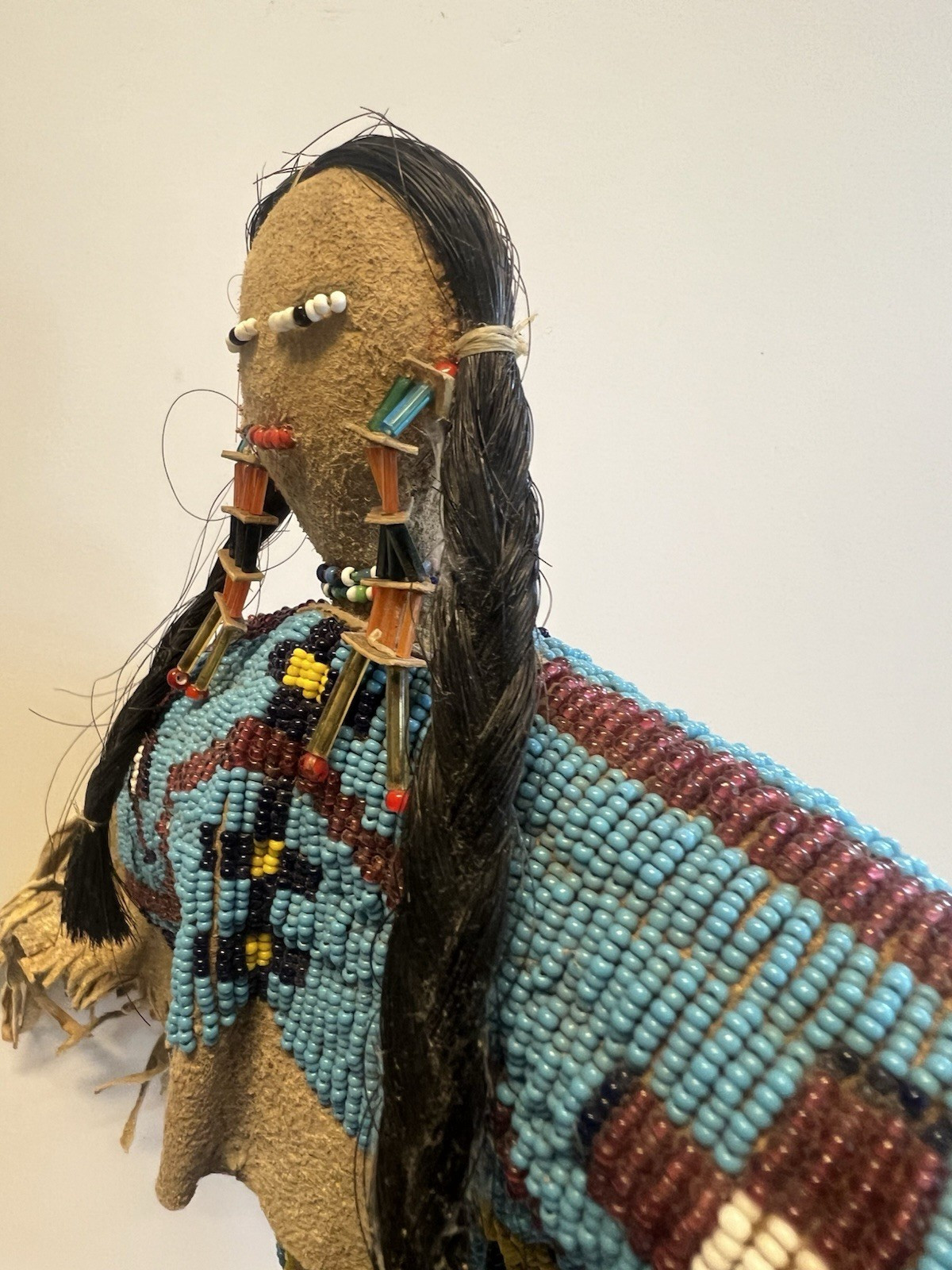 Antique Native American Lakota (Sioux) Indian Beaded Doll; 18 Inches; Late 1800s