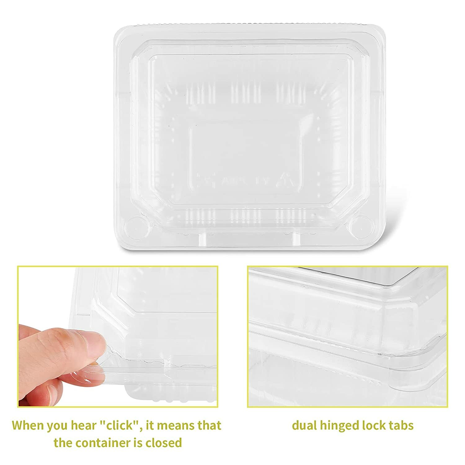 DART SOLO C57PST1 Clear Plastic Seal Hinged-Lid Food Containers 6 x 6"