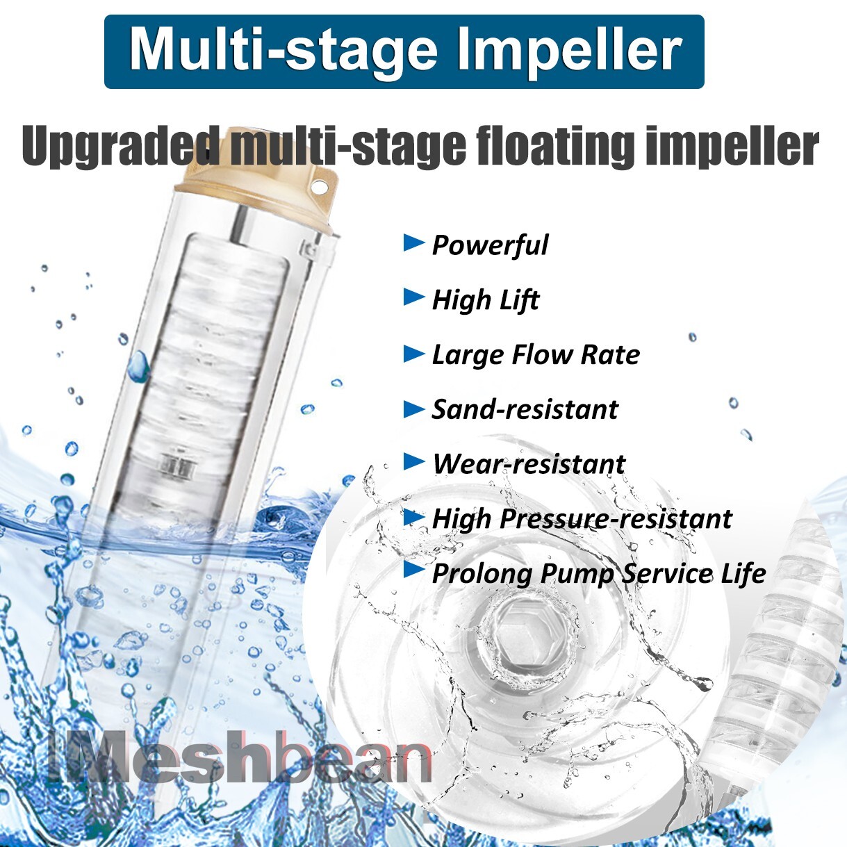 3'' Deep Well Submersible Pump, 3/4HP, 220V, 13 GPM, 247 ft MAX,60Hz,1.25in NPT