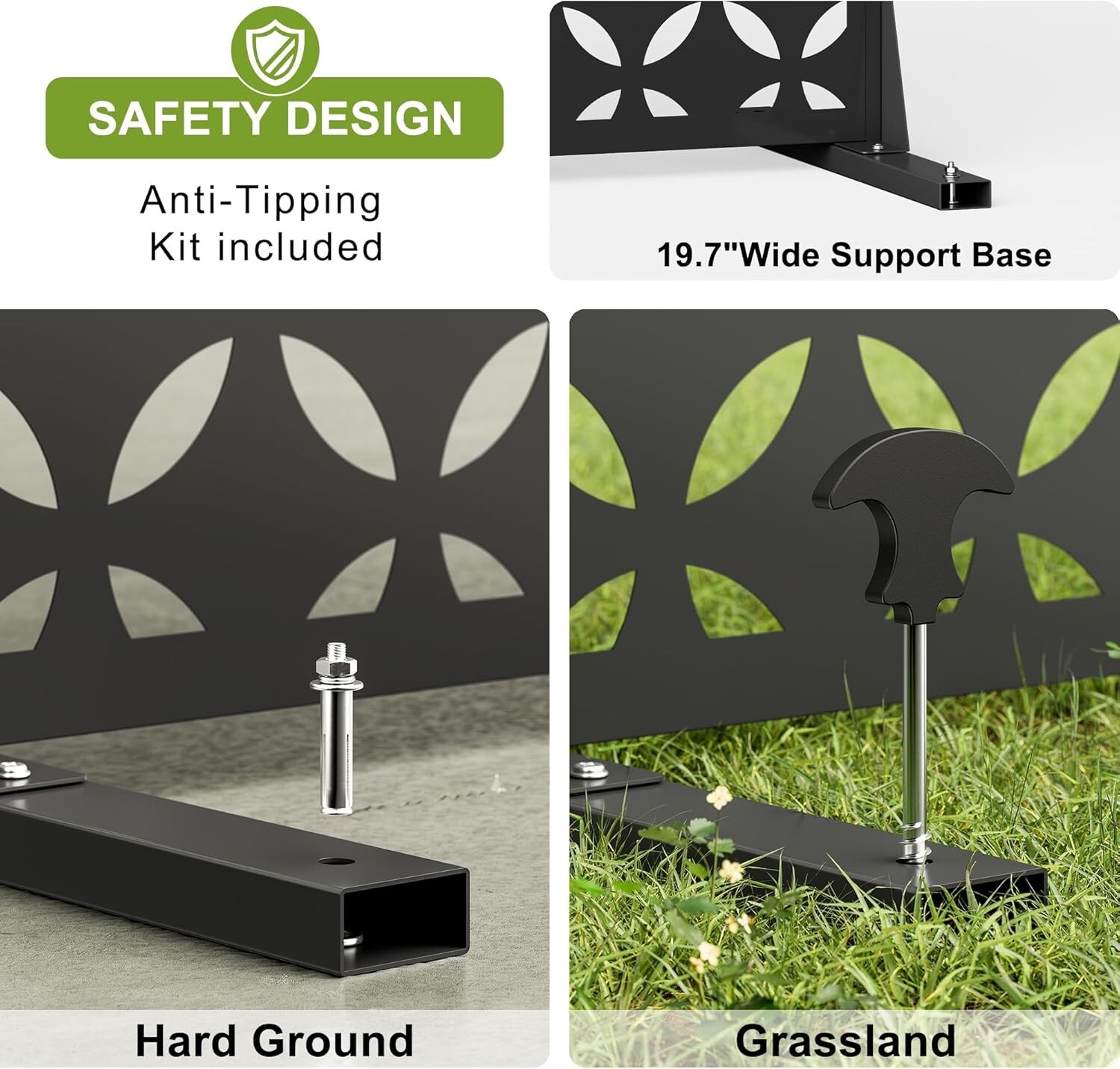 Elegro Metal Privacy Screen Four-leaf clover Decorative For Outside Deck Balcony