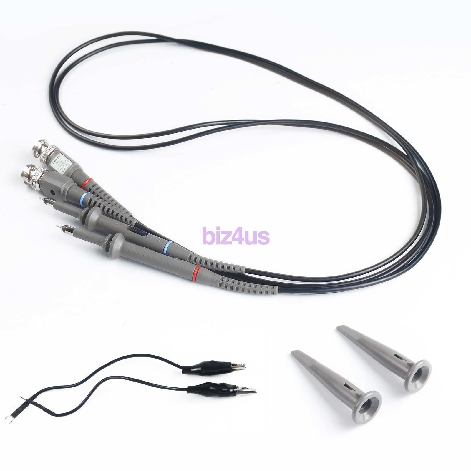 2xFor BNC Oscilloscope Probe Kit P6100 100MHz 1X 10X Precision Scope Clip Probes